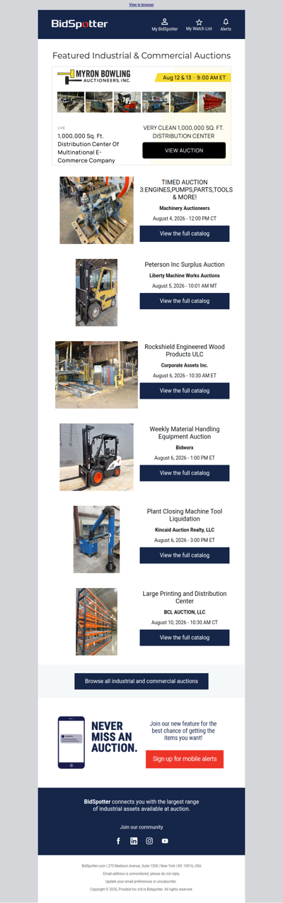 Featured Industrial and Commercial Auctions