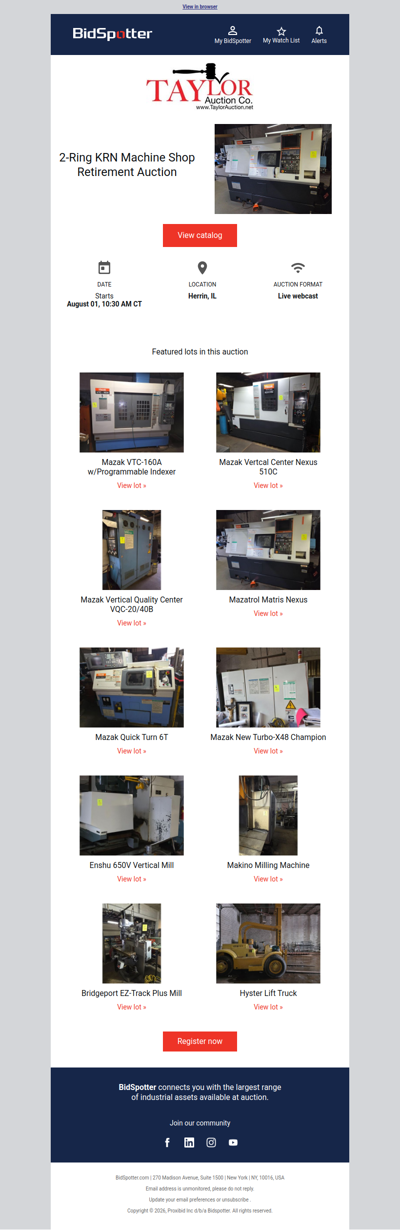 2-Ring KRN Machine Shop Retirement Auction | August 1