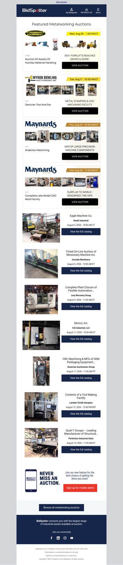 Featured Metalworking Auctions