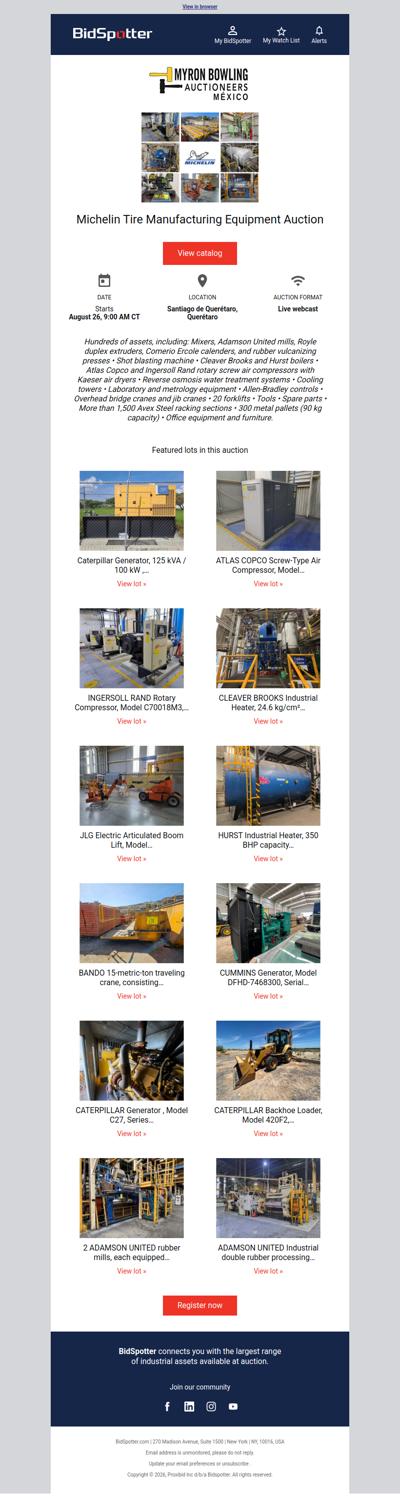 Michelin Tire Manufacturing Equipment Auction