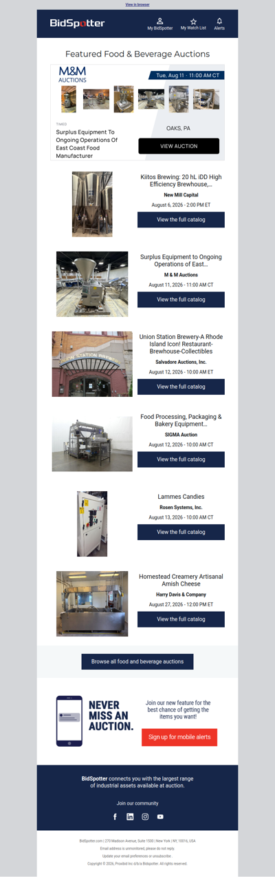 Featured Food & Beverage Auctions