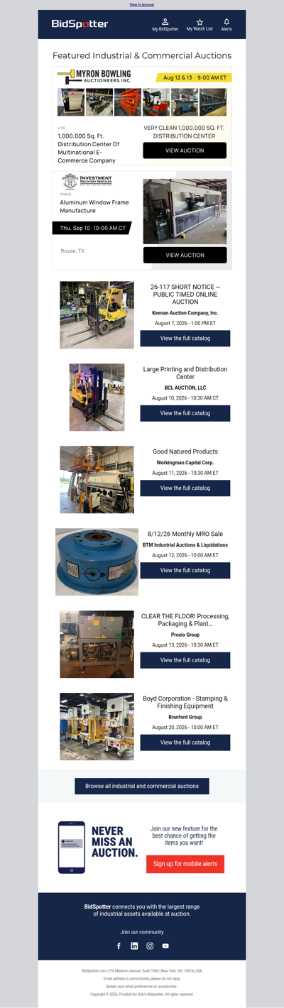 Featured Industrial and Commercial Auctions