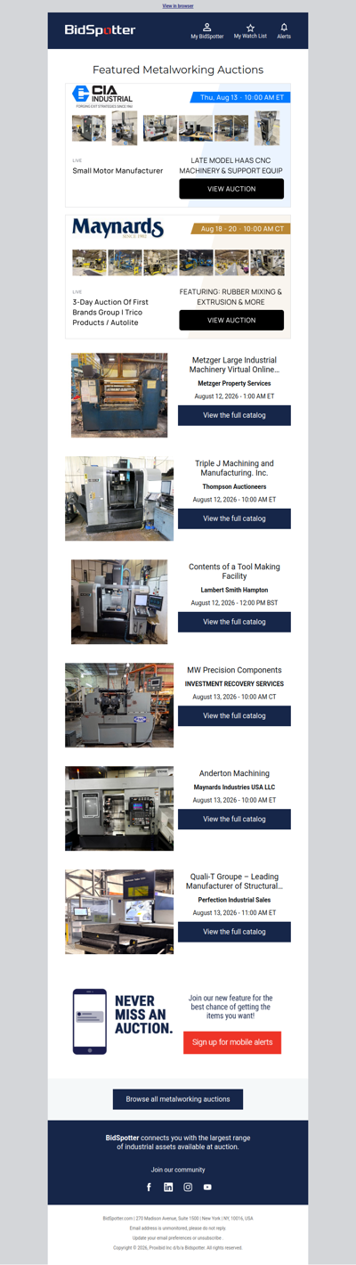 Featured Metalworking Auctions