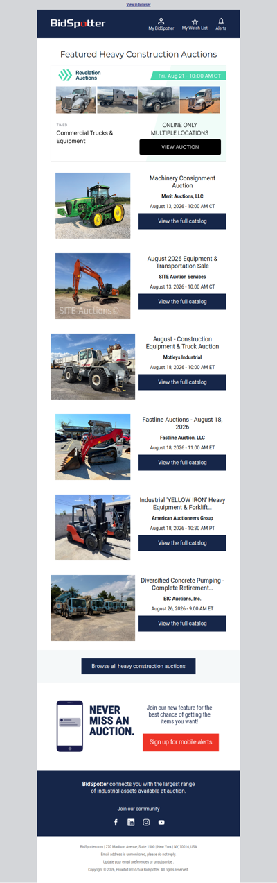 Featured Heavy Construction Auctions