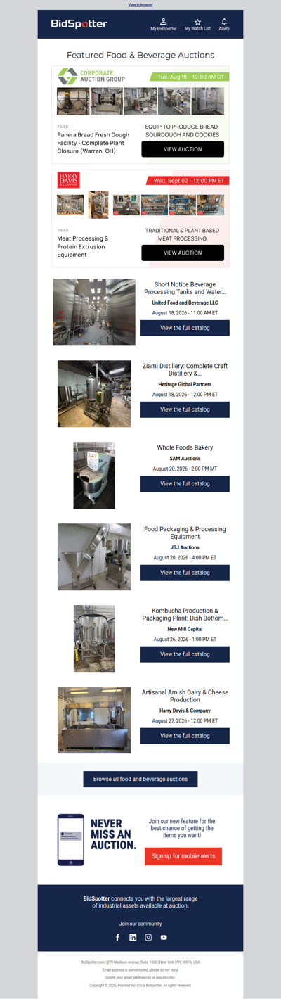 Featured Food & Beverage Auctions