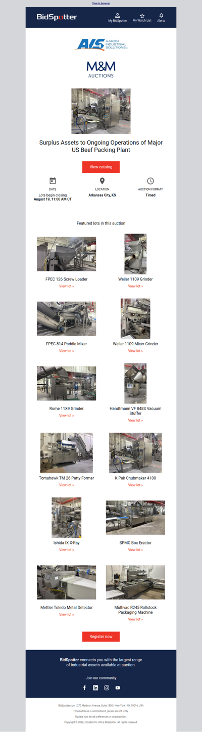 Surplus Assets to Ongoing Operations of Major US Beef Packing Plant | August 19