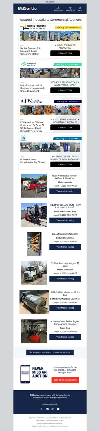 Featured Industrial and Commercial Auctions