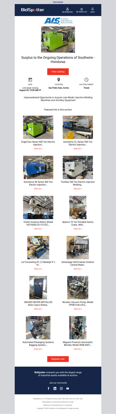 Surplus to the Ongoing Operations of Southwire - Honduras | August 20