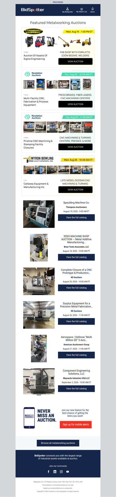 Featured Metalworking Auctions