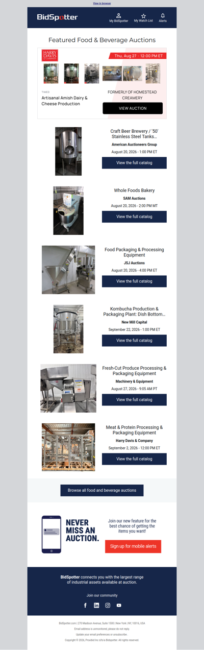 Featured Food & Beverage Auctions