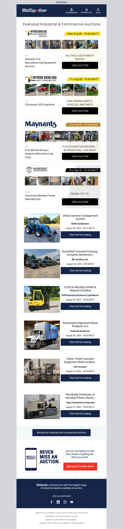Featured Industrial and Commercial Auctions