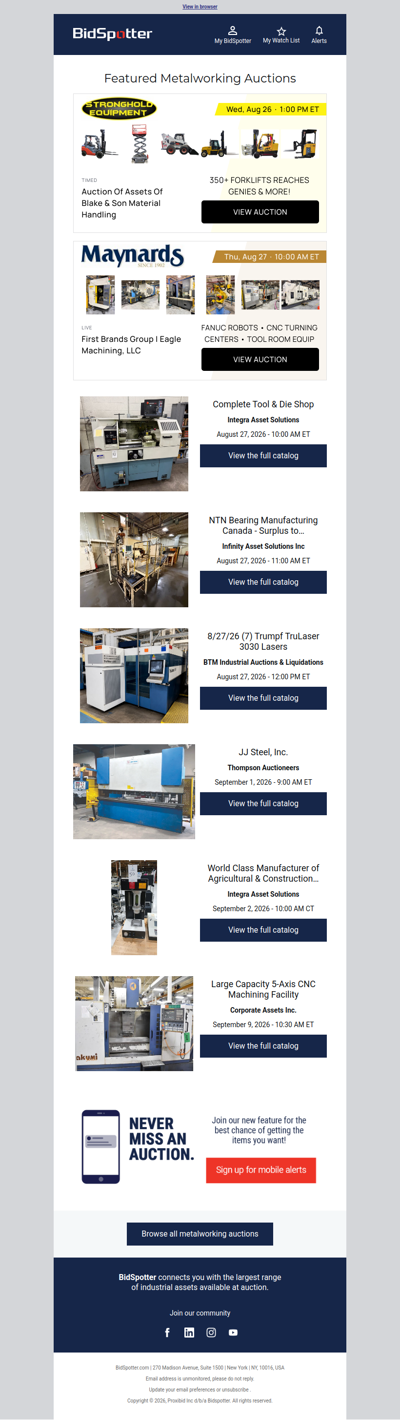 Featured Metalworking Auctions