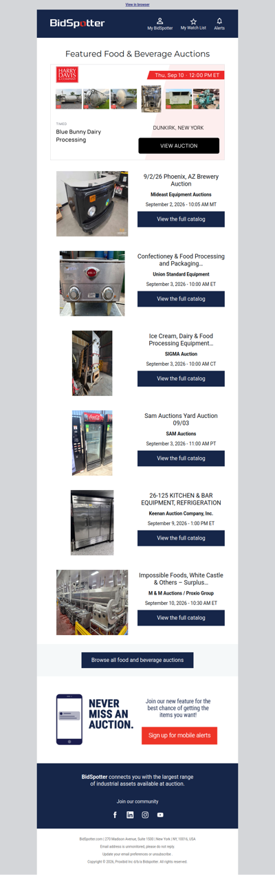 Featured Food & Beverage Auctions