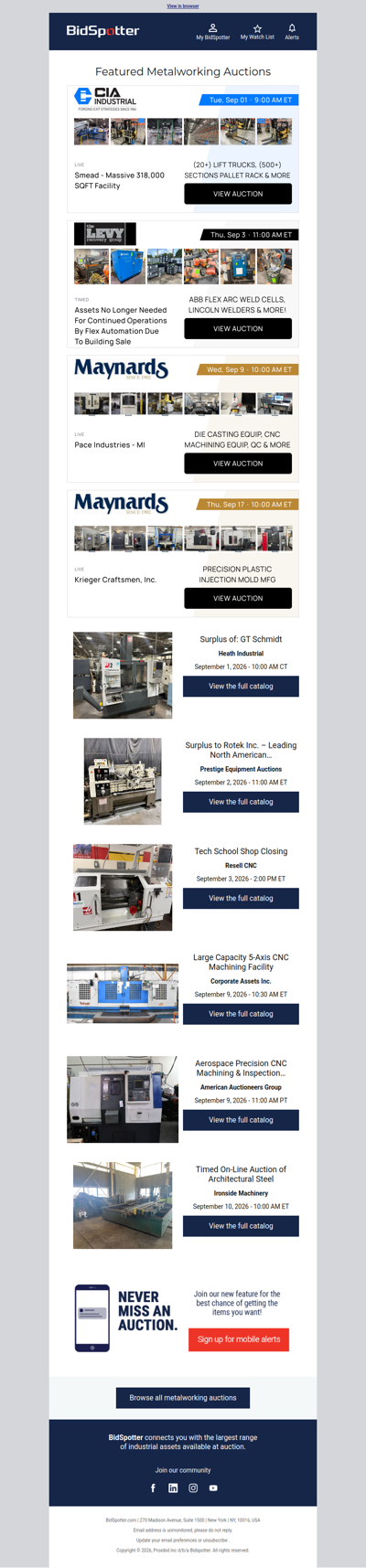 Featured Metalworking Auctions