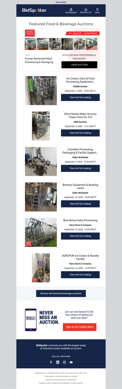 Featured Food & Beverage Auctions
