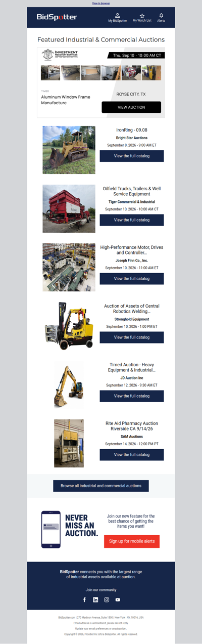 Featured Industrial and Commercial Auctions