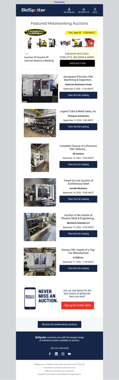Featured Metalworking Auctions