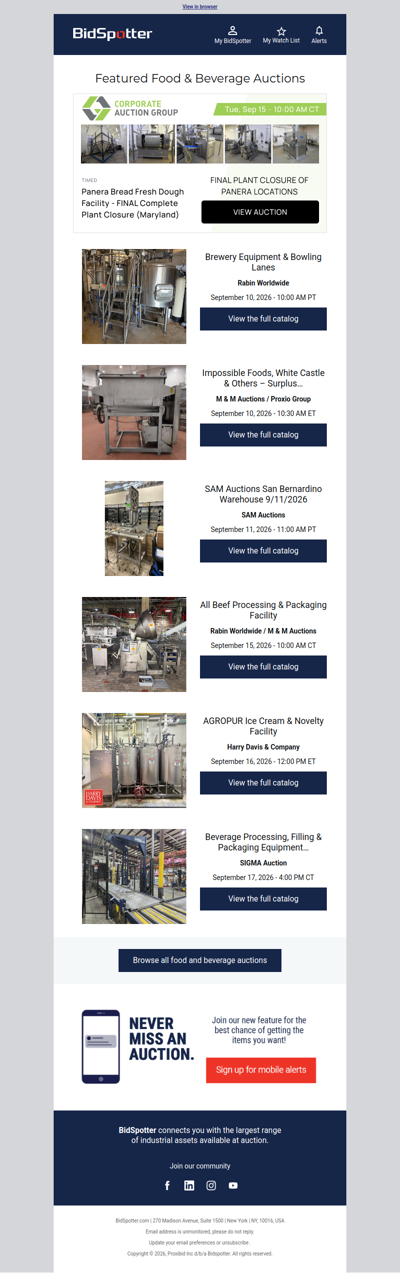 Featured Food & Beverage Auctions