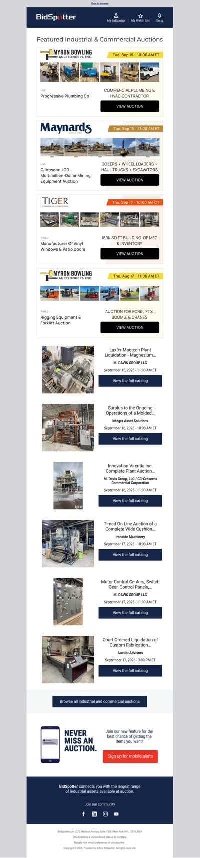 Featured Industrial and Commercial Auctions