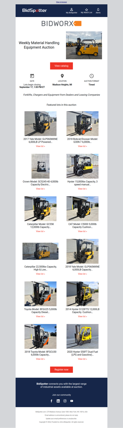 Weekly Material Handling Equipment Auction | September 17