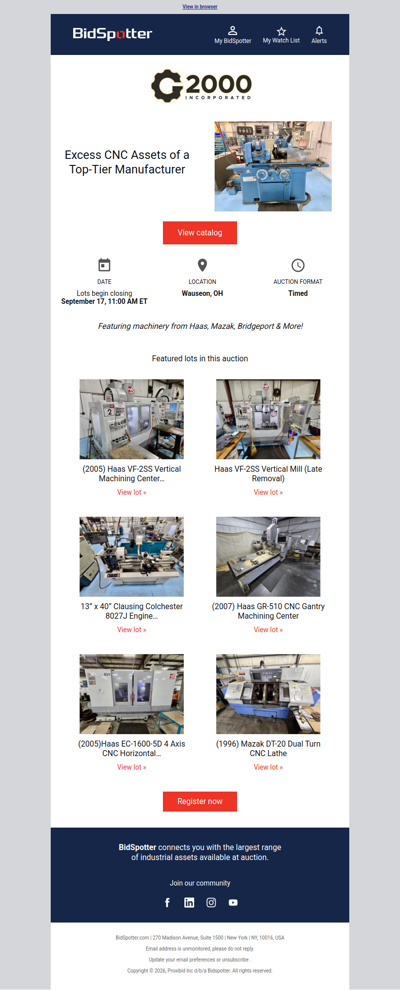 Excess CNC Assets of a Top-Tier Manufacturer | September 17