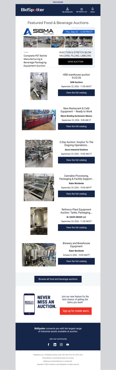 Featured Food & Beverage Auctions