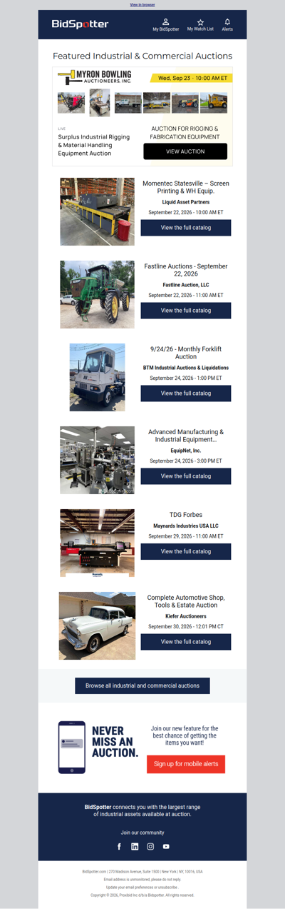 Featured Industrial and Commercial Auctions
