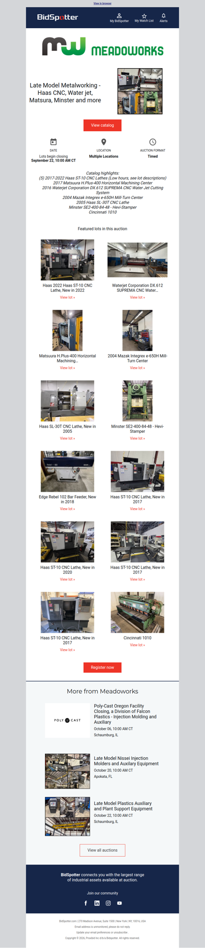 Closing Tuesday: Late Model Metalworking Auction