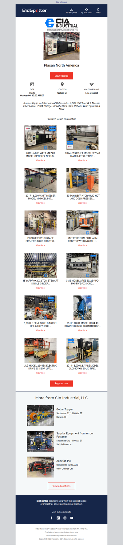 Auction for Plasan North America