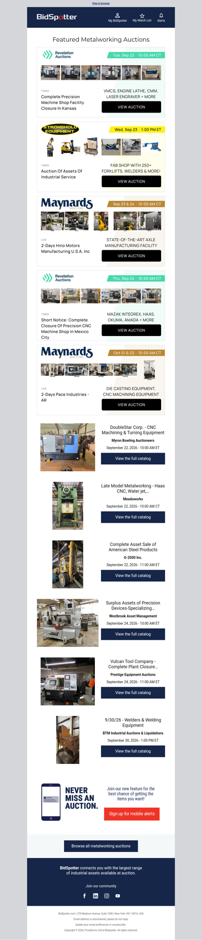 Featured Metalworking Auctions