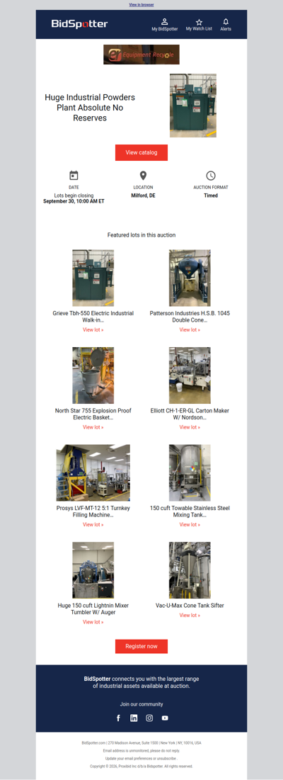 Huge Industrial Powders Plant Absolute No Reserves | September 30