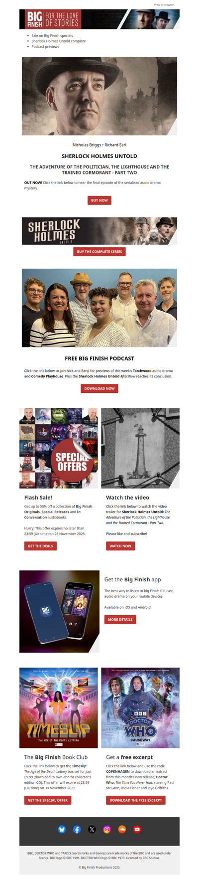 💥 FLASH SALE! Big Finish special offers end on 28 November!