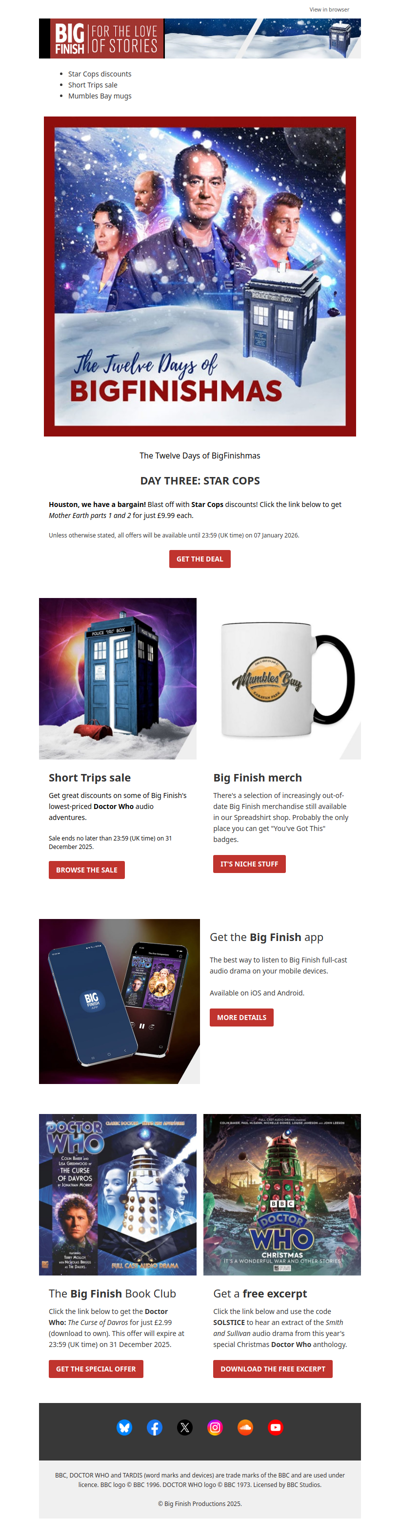 🌟 Short Trips Sale! 🌟 Plus BigFinishmas day 3!