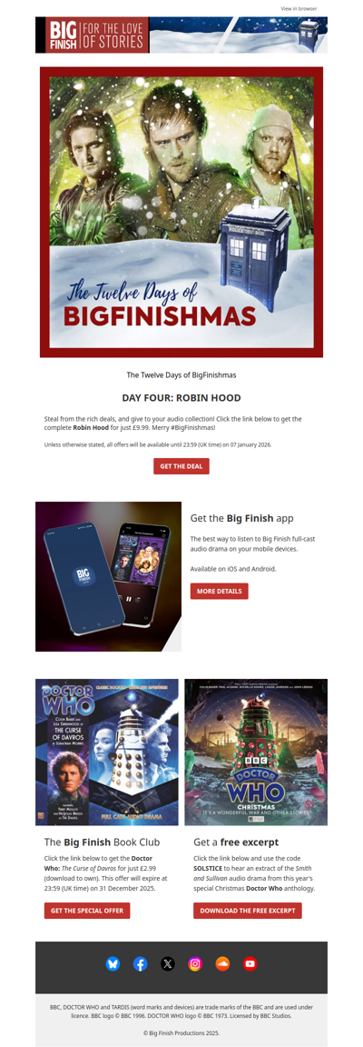 💸 BigFinishmas day 4 offer inside, Big Finish Subscriber ! 💸