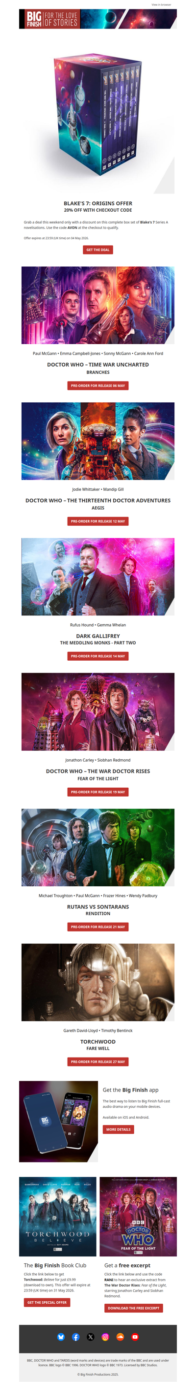 🐝 May Big Finish audio releases: and a special offer 🐝