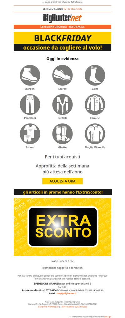 Extrasconto per la settimana del BlackFriday