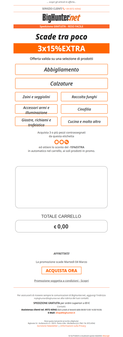 Ultime ore promozione 3x15%Extra