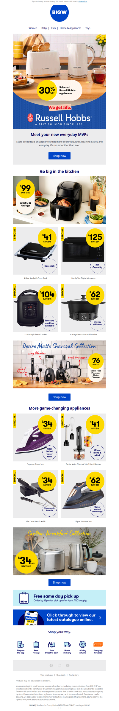 30% off Russell Hobbs Appliances