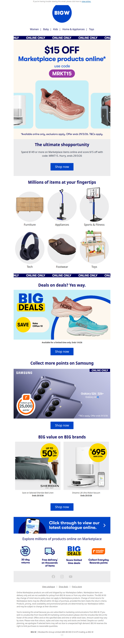 $15 off BIG online brands 🤑