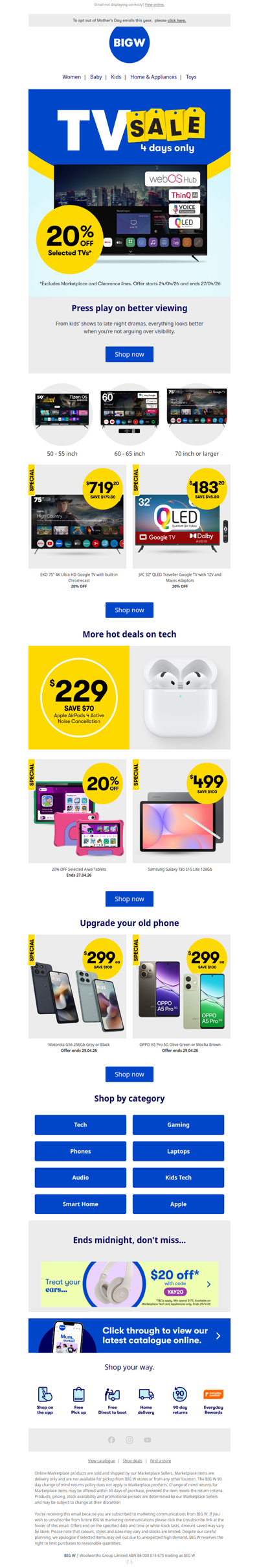 20% OFF selected TVs 📺