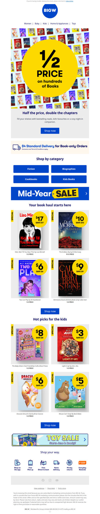 1/2 PRICE on 100's of Books! 📚