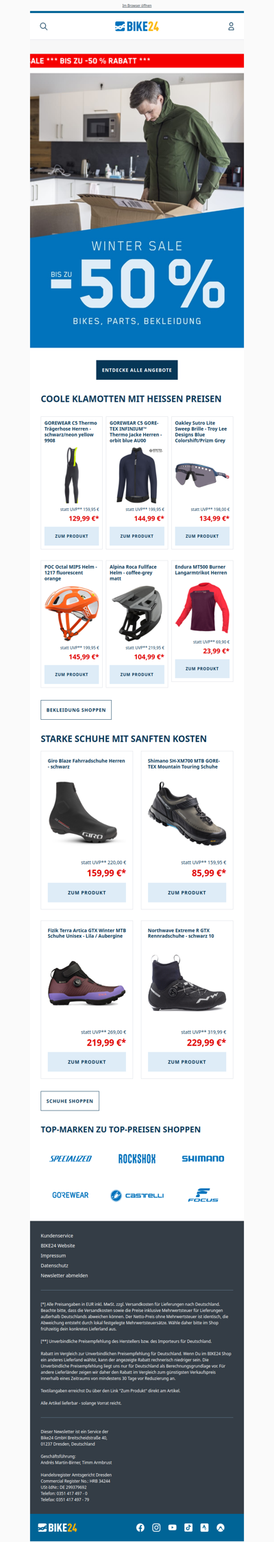 Bis zu -50 % auf Bekleidung & Schuhe