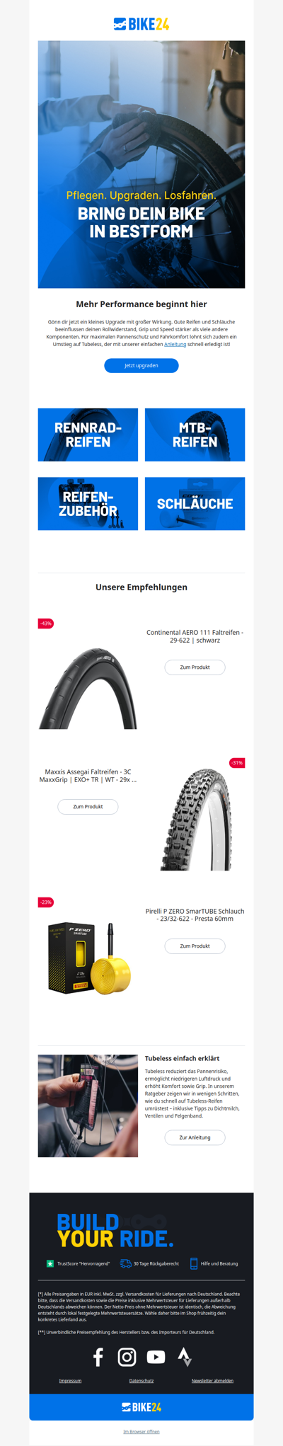 Neue Reifen für mehr Speed, Komfort & Schutz