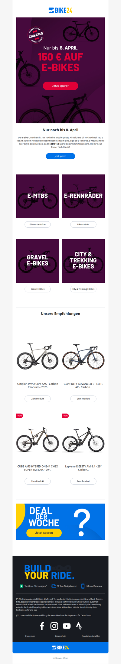 Über 500 E-Bikes mit 150 € Rabatt🔋