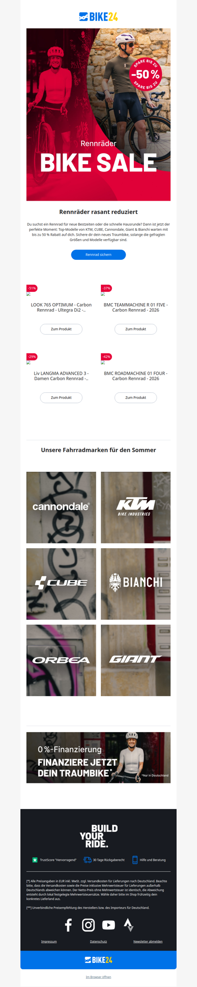 Bis zu 50 % auf Rennräder sparen
