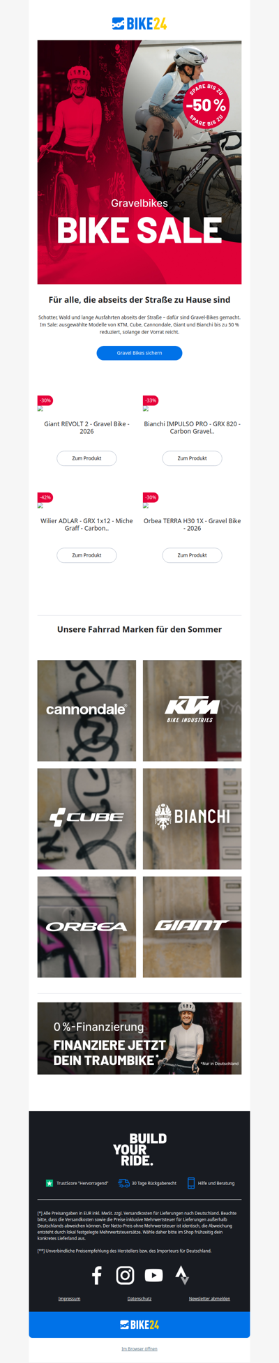 Gravel Bikes mit bis zu 50 % Rabatt