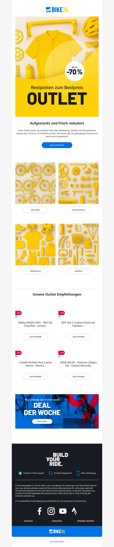 Neue Auswahl im Outlet - bis zu 70 % sparen ⚡
