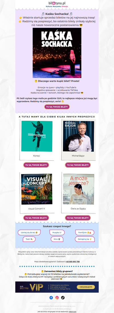 🚨 Odpalamy start sprzedaży na Kaśkę Sochacką! 🥳