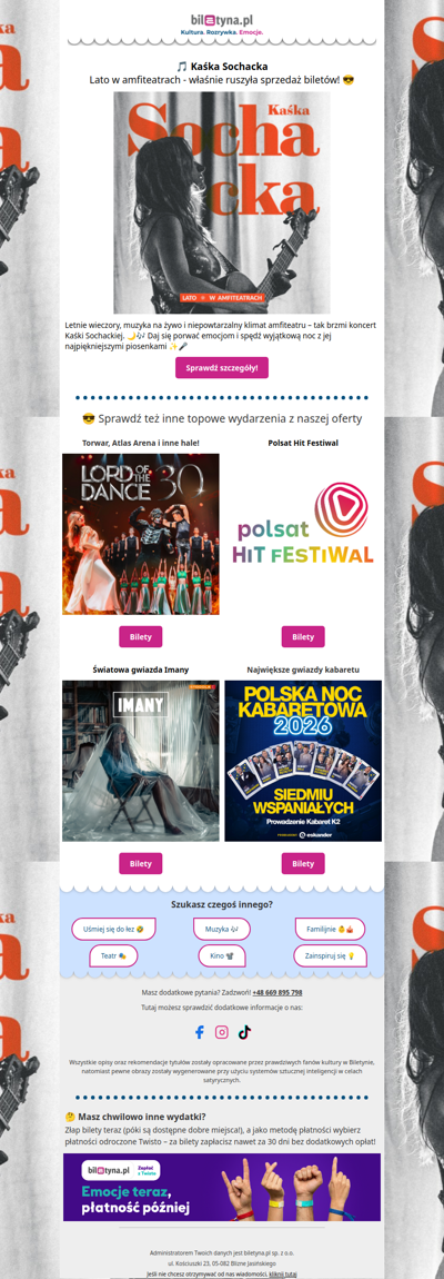 🎵 Kaśka Sochacka - właśnie ruszyła sprzedaż biletów! 😎