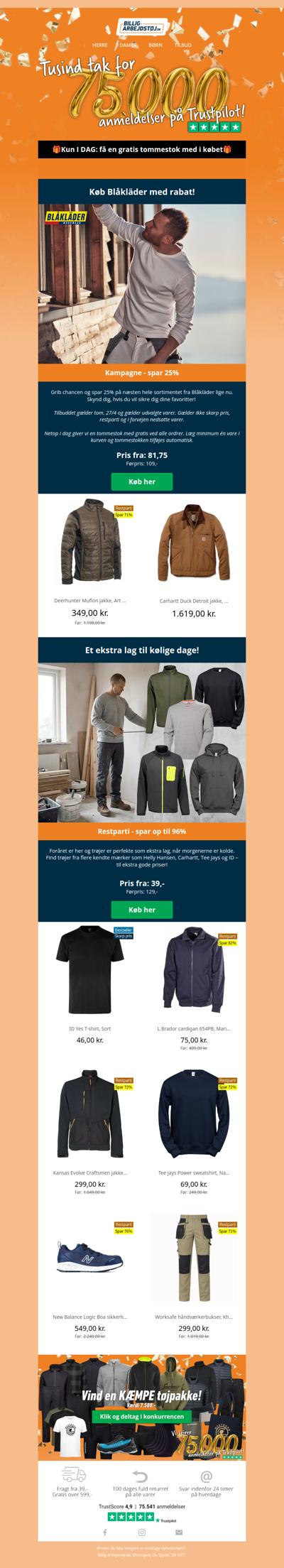 Få en gave med alle ordrer. KUN i dag